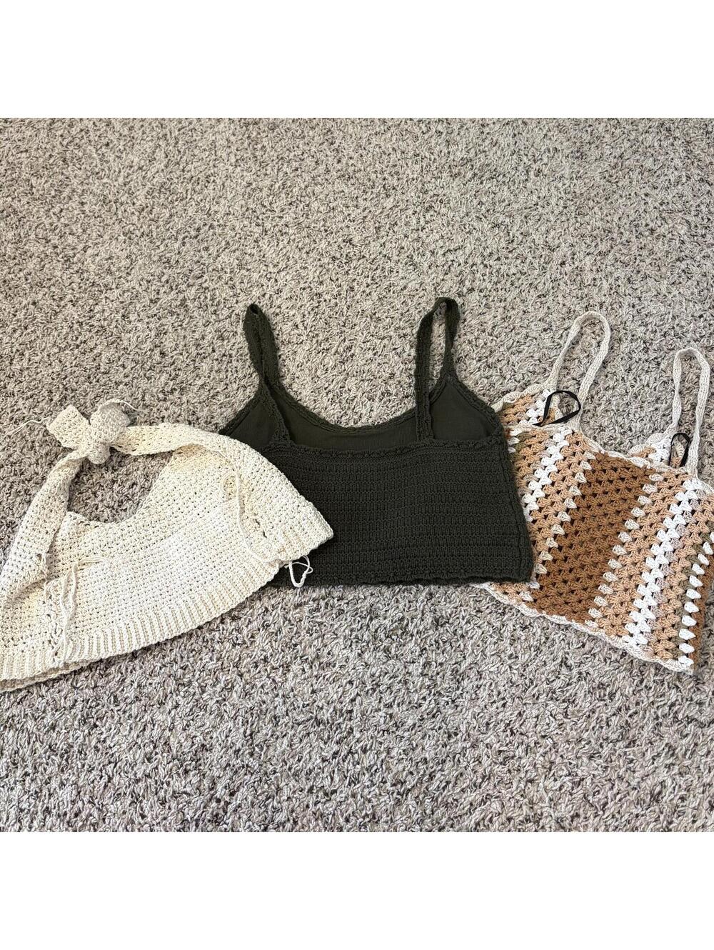 Bundle of 3 Crochet Knit Crop Tops – Aerie & Forever 21 – Size S - Picture 5 of 8